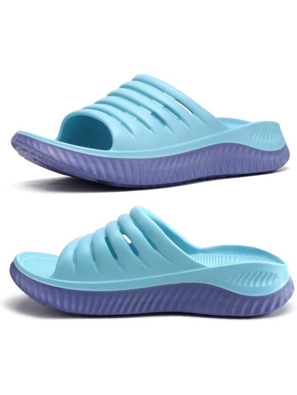 Women's Blue Purple Comfortable Open Toe Slides Thick Cushion Recovery Sandals
